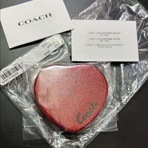 Coach Glittering Red Heart Doubke Sided Compact Mirror NEW in Packaging
